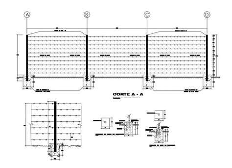 Perimeter Fence Section Plan And Structure Details Dwg File