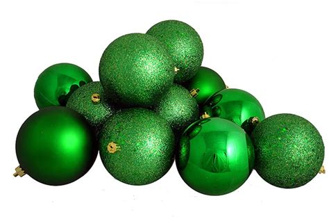 12ct Shatterproof Xmas Green 4 Finish Christmas Ball Ornaments 4