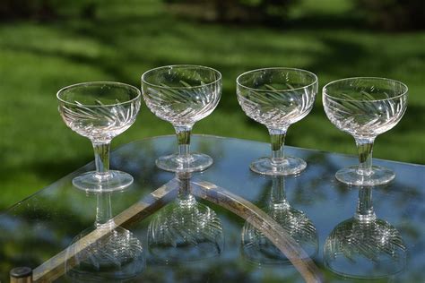 Vintage Crystal Cocktail Glasses Set Of 4 Stuart ~ England Circa