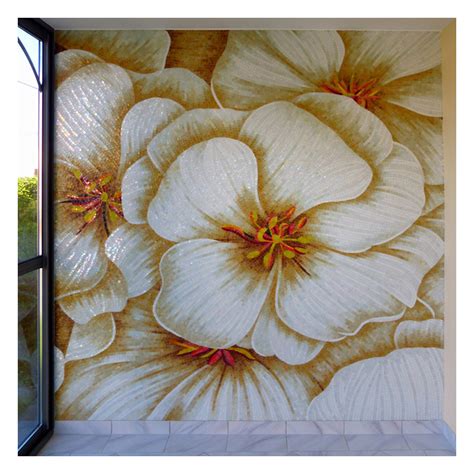 Simple Big Flower Pattern Mosaic Tile Easy Design For Wall Art Decor