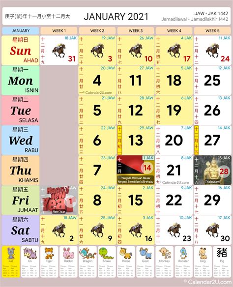 Public Holiday Malaysia 2021 Calendar 2021 Calendar With Monthly