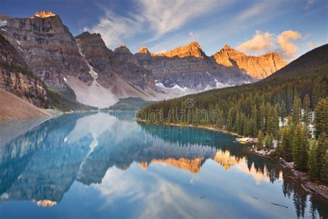 Moraine Lake At Sunrise Banff National Park Canada Stock Photo