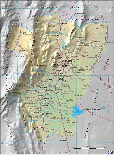 Mapa De Rutas Y Localidades De La Provincia Del Tucumán Argentina