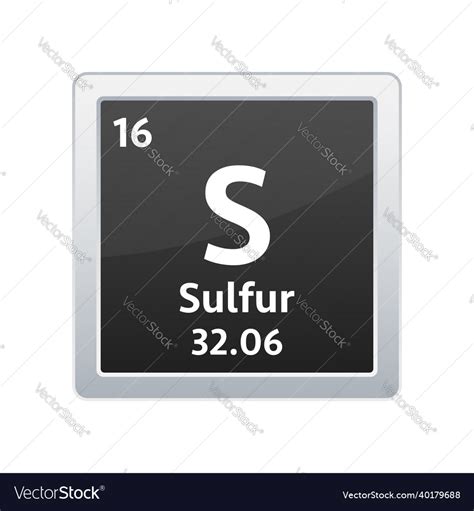 Sulfur Symbol Chemical Element Of The Periodic Vector Image