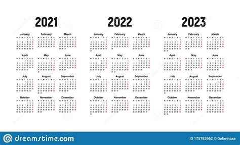 Three Year Calendar 2021 2023 Calendar Template Printable