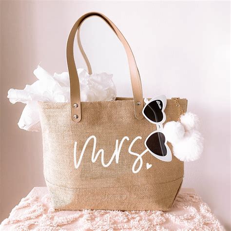 Mrs Tote Bag Bride Beach Bag Bridal Shower T Bag Etsy