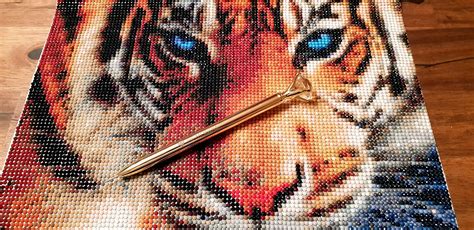 "Tiger blue eyes" | Diamant, Broderie, Painting