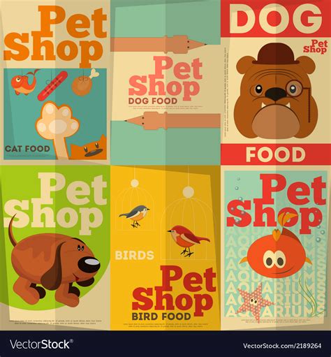 Pet Shop Posters Royalty Free Vector Image Vectorstock