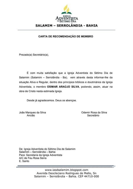 Academica Carta De Recomendacao Exemplo De Carta De Recomendacao