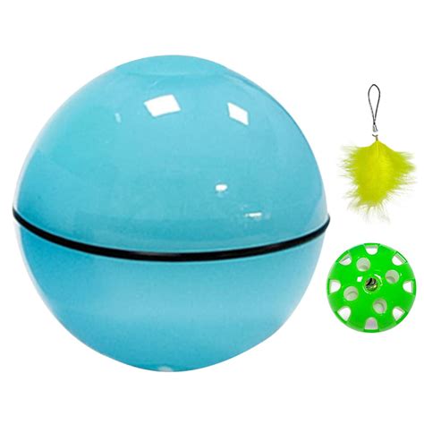 Goxfaca Interactive Pet Ball Cat Ball Toys With Led Light And Feather