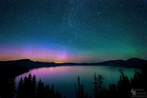 Crater Lake Aurora By Andrew Kumler On 500px Scenic Lakes Crater