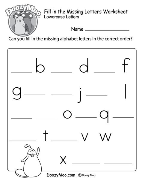 Find The Missing Letter Worksheets Kindergarten Workssheet List Days