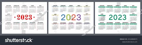 Vector Calendar 2023 Set Landscape Design Stock Vector Royalty Free