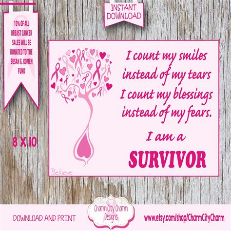 Breast Cancer Survivor Poem Sign Breast Cancer Ribbon I Am A Etsy