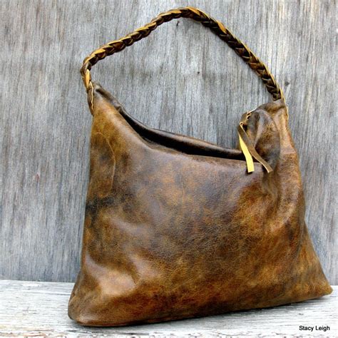 Distressed Leather Hobo Handbag On Etsy Hobo Bag Leather Hobo Bag