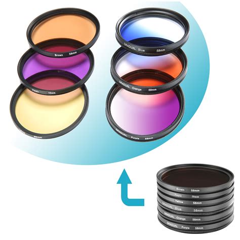 Neewer 58mm 18 Pcs Lens Filter Kit 9 Full Color Filter 9 Graduated Filter