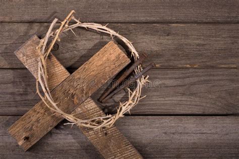 Crown Of Thorns On A Cross Stock Photo Image Of Rustic 66859962