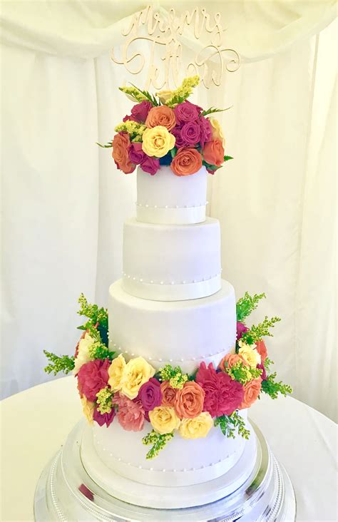 Bold And Bright Fresh Flower Wedding Cake Absolutely Stunning