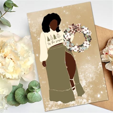 Black Christmas Cards African American Greeting Cards Etsy
