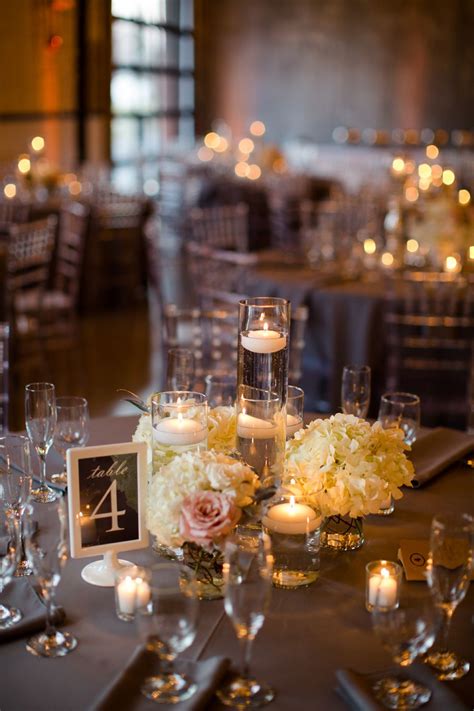 Romantic Floating Candle And Hydrangea Centerpieces Candle Wedding