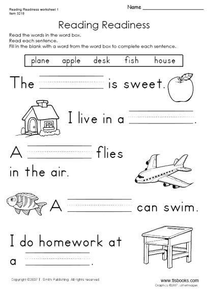 This will take you to our kindergarten web app version of the worksheet. Reading Readiness Worksheet 1 | First grade worksheets ...