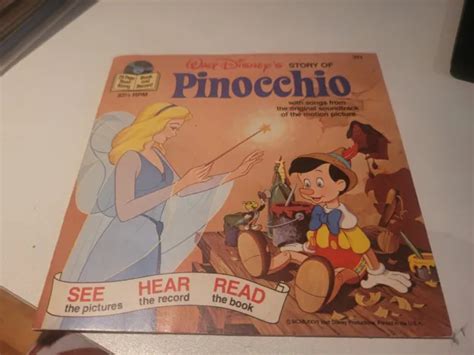 Walt Disney Vintage Story Of Pinocchio See Hear Read Along Book And