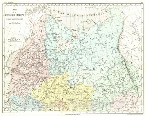 Historic Map 1856 Carte De La Russie Deurope Partie Septentrionale