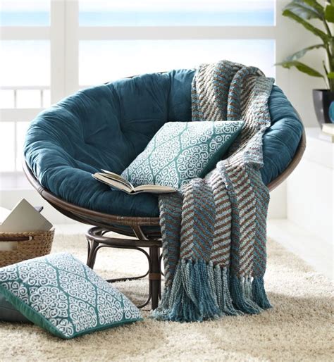 Reading books and listening to music are perfect example of relaxing activity. Plush Teal Papasan Cushion | Cozy chair, Papasan cushion ...