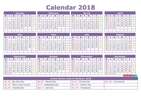 It will rank on top of the listing of countries which have the highest number of holidays that are these. Printable Calendar 2018 with Holidays Full Year (4 ...