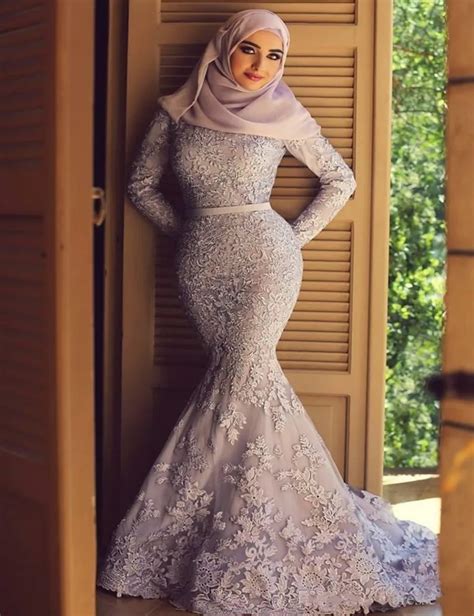 Advondjunk Robe De Soiree Muslim Light Blue Long Sleeve Hijab Long Dress Hijab Muslim