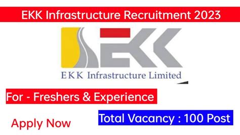Ekk Infrastructure Ltd Hiring 2023 Freshers Job Graduate Job