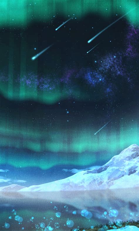 Download 480x800 Wallpaper Aurora Borealis Anime Original Artwork