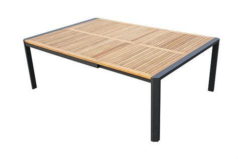 It's made of solid teak wood that stands up to weather without fading, although it will develop a patina with use. Modern Aluminum Teak Extendable Dining Table Farm House ...