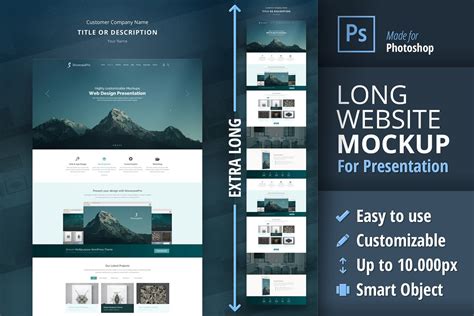 Download Long Website Mockup for Presentation | Creative Mobile & Web Mockups ~ Creative Market