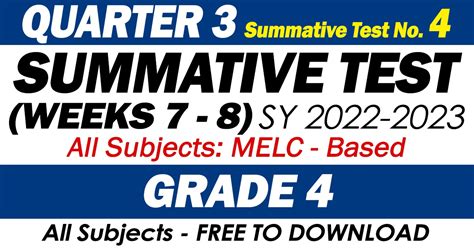 Grade Summative Test No Q Weeks Sy Deped Click