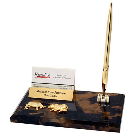 Exacompta business card holder refill pockets for 75251e 10 packs of 10. Personalized Bull & Bear Business Card Holder & Pen Desk Set - Business Card Holders