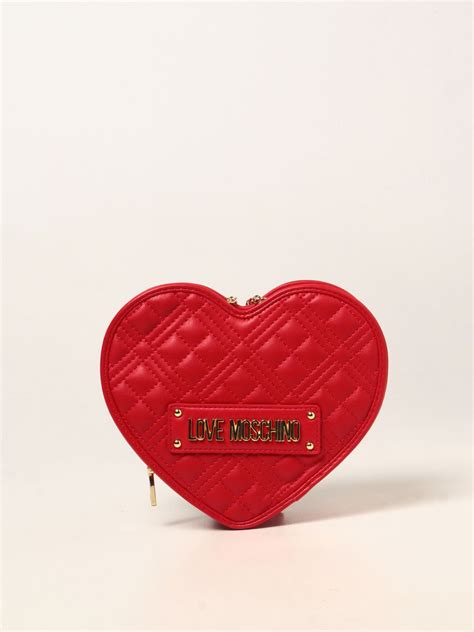 Love Moschino Bag In Quilted Leather With Logo Red Love Moschino Crossbody Bags