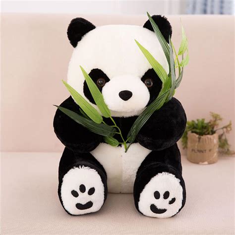 Giant Panda Plush Toys Sit Eat Bamboo Panda Dolls Soft Stuffed Toy