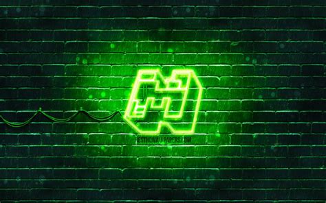 Minecraft logo editorial illustrative on white background. Download wallpapers Minecraft green logo, 4k, green ...