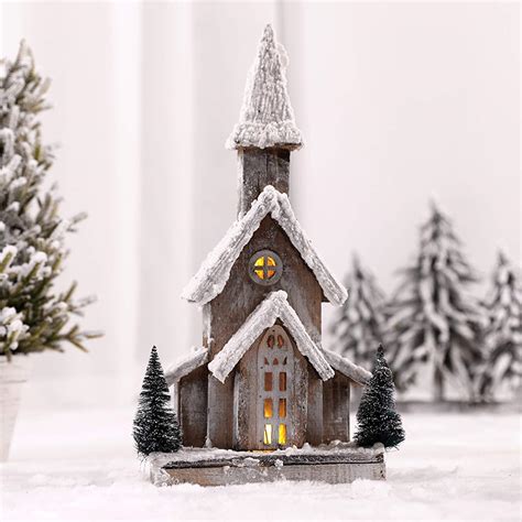 Rustic Snow Wood Christmas Mini Househandmade Lighted Holiday Village
