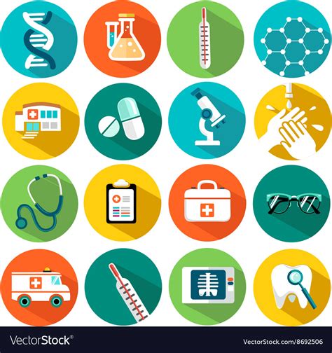 Set Of Flat Design Concept Icons For Medicine Vector Image