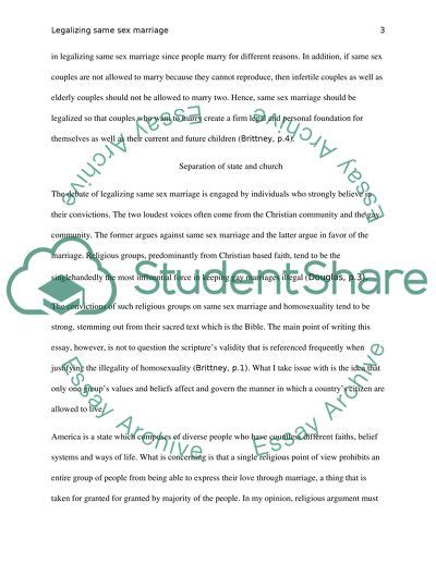 Legalization Of Same Sex Marriage Essay Example Topics And Well Written Essays 1250 Words
