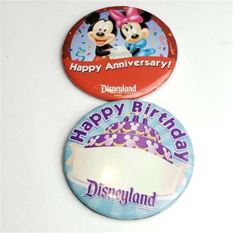 Lot Of 2 Disneyland Resort 3 Happy Birthday Button Pin 2011