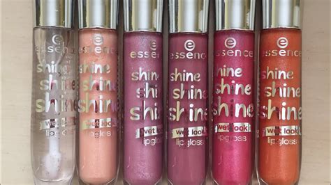 Essence Shine Shine Shine Swatches - Essence shine shine lip gloss swatches “medium skin tone" - YouTube