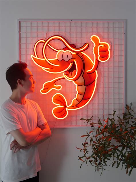 Thumps-up Shrimp Led Neon Acrylic Artwork/Custom Neon Sign/Shop Signage