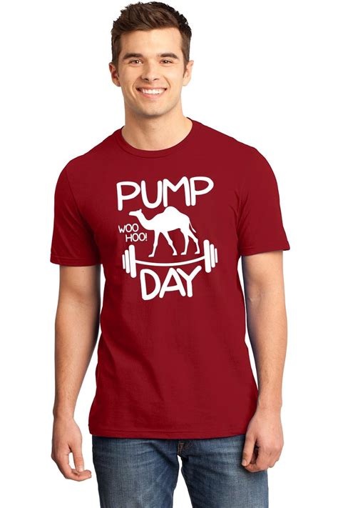 Pump Day Woohoo Funny Mens Soft T Shirt Workout Gym Camel Graphic Tee