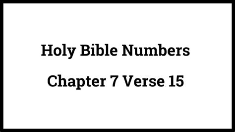 Holy Bible Numbers Chapter 7 Verse 15 Youtube