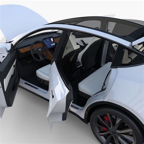 Tesla Model Y Rwd White With Interior And Chassis 3d Model