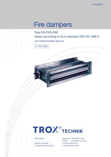 Rectangular Fire Damper Trox Pdf Catalogs Technical Documentation
