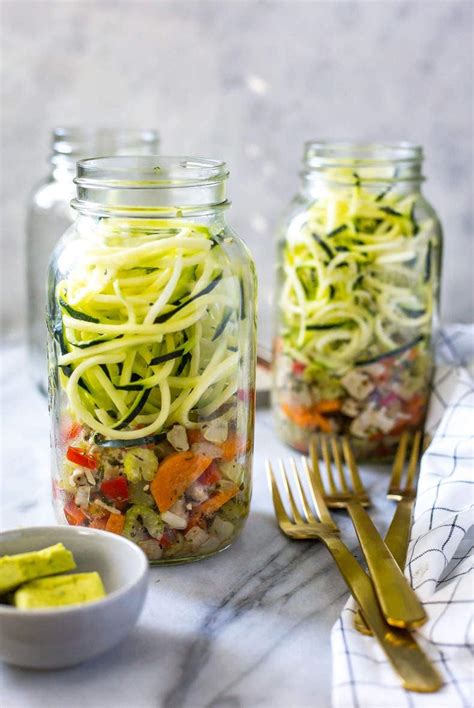 Maybe you would like to learn more about one of these? Spiralized Zucchini Chicken Noodle Soup Jars | The Girl on ...